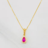Set Cadena Veneciana + Dije Halo Lágrima / 1.6g / 40cm Oro Amarillo 18K