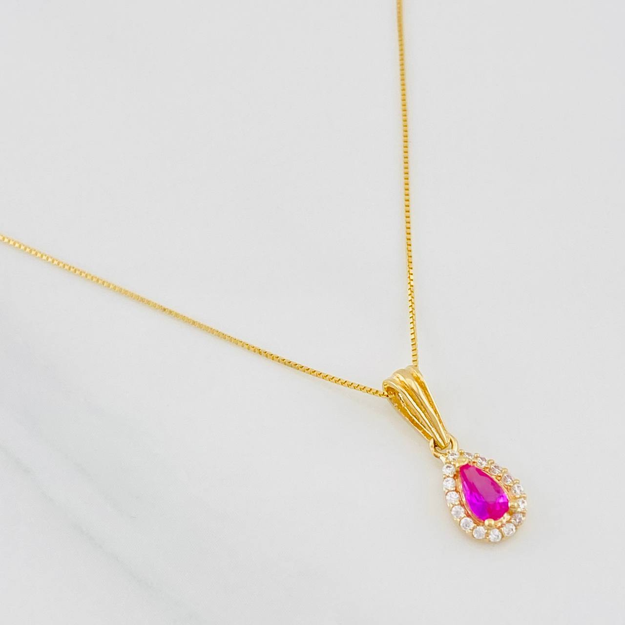 Set Cadena Veneciana + Dije Lágrima / 1.55g / 40cm Oro Amarillo 18K