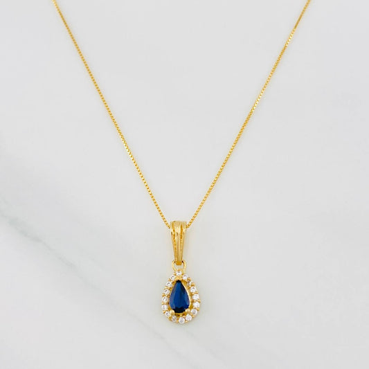 Set Cadena Veneciana + Dije Halo Lágrima / 1.6g / 40cm Oro Amarillo 18K