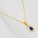 Set Cadena Veneciana + Dije Halo Lágrima / 1.6g / 40cm Oro Amarillo 18K