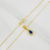 Set Cadena Veneciana + Dije Halo Lágrima / 1.6g / 40cm Oro Amarillo 18K