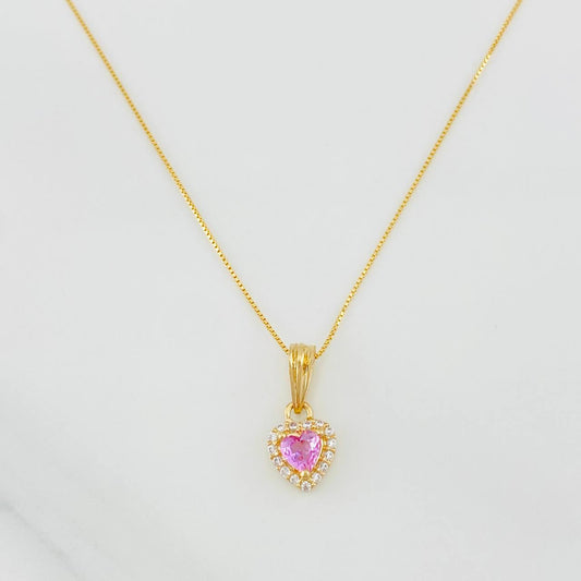 Set Cadena Veneciana + Dije Halo Corazón / 1.75g / 40cm Oro Amarillo 18K