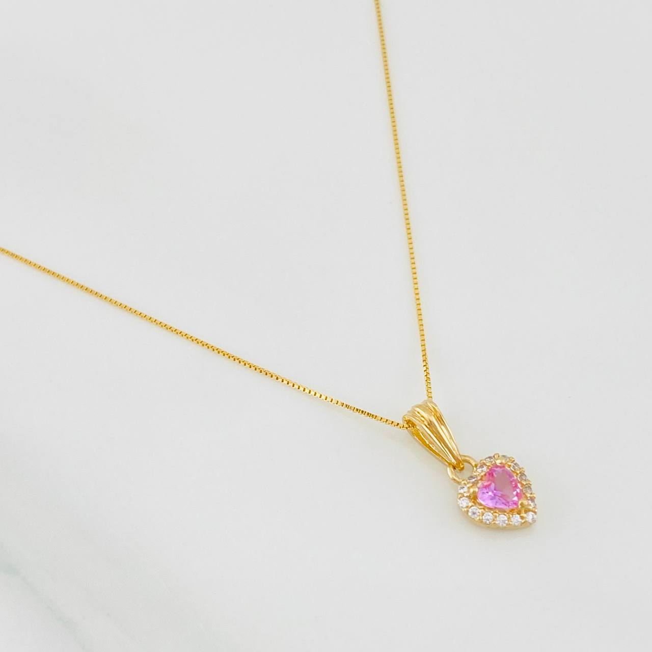 Set Cadena Veneciana + Dije Halo Corazón / 1.75g / 40cm Oro Amarillo 18K