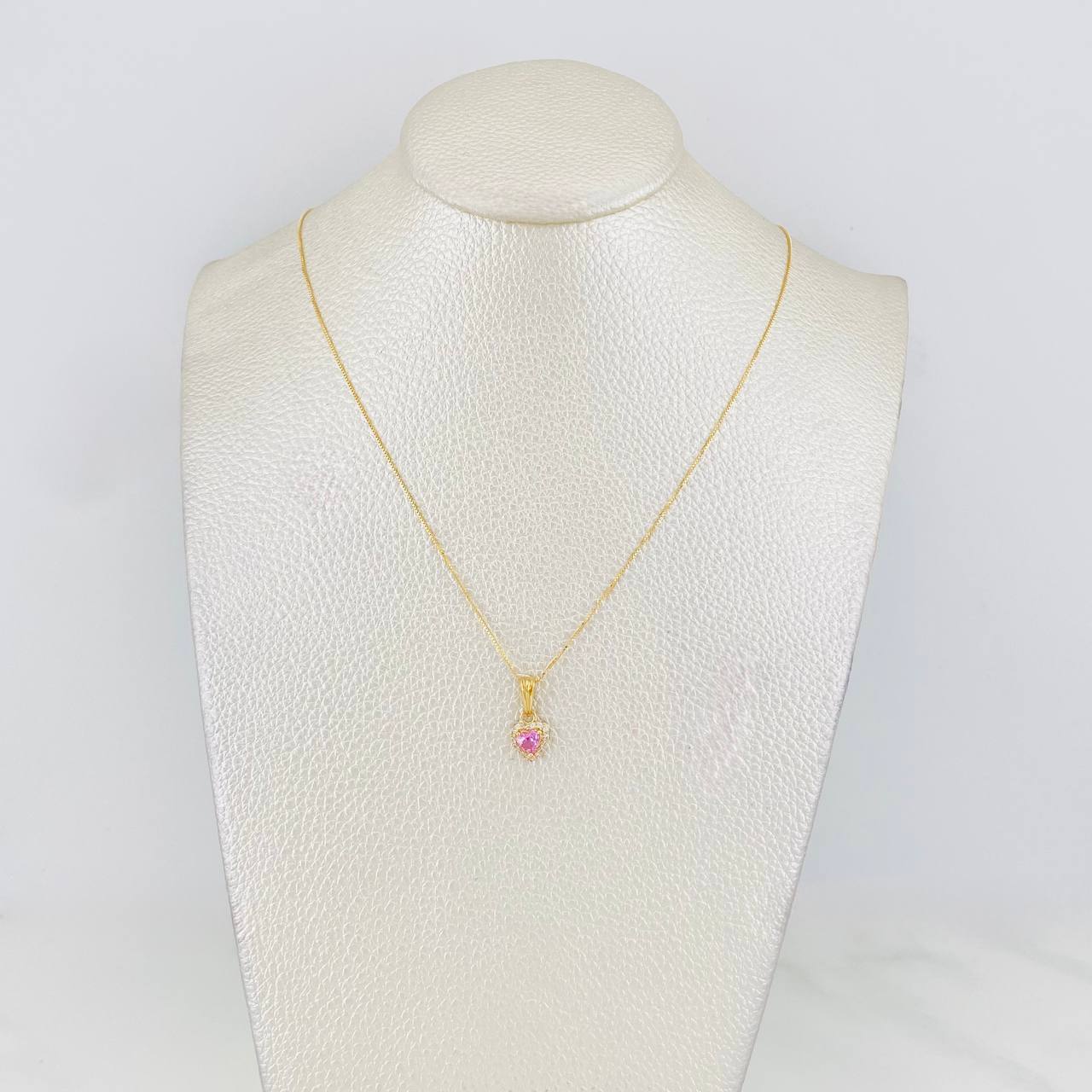 Set Cadena Veneciana + Dije Halo Corazón / 1.75g / 40cm Oro Amarillo 18K