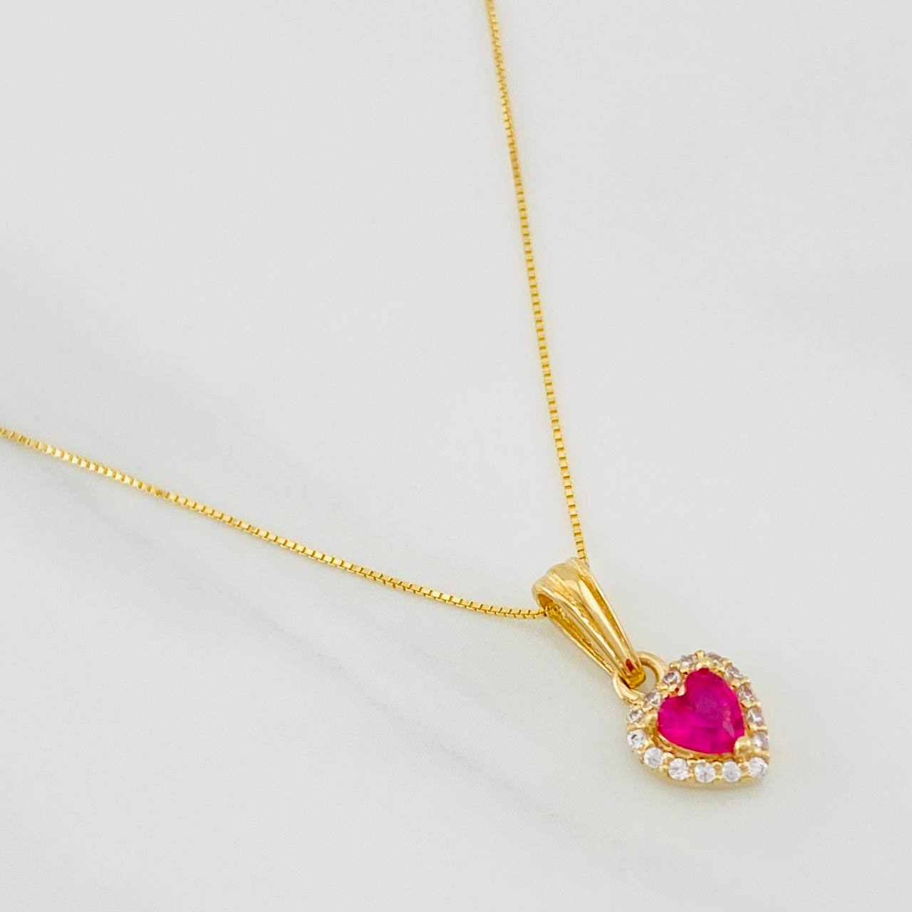Set Cadena Veneciana + Dije Halo Corazón / 1.7g / 40cm Oro Amarillo 18K