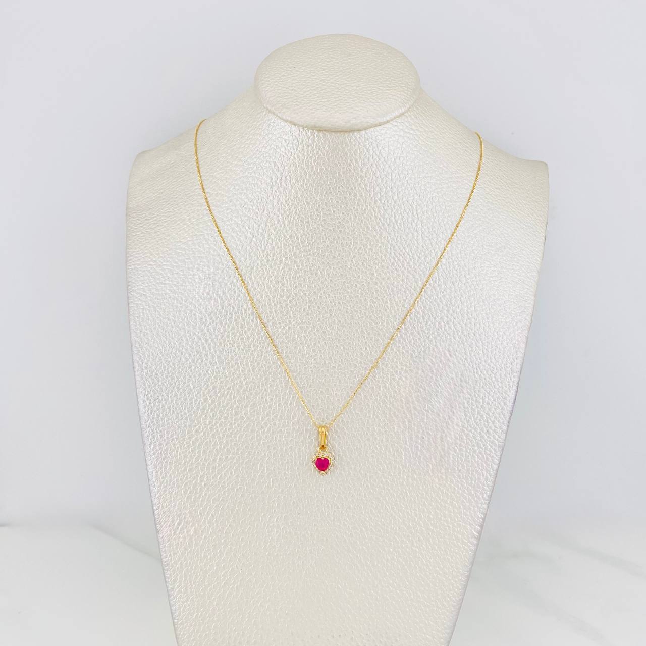 Set Cadena Veneciana + Dije Halo Corazón / 1.7g / 40cm Oro Amarillo 18K
