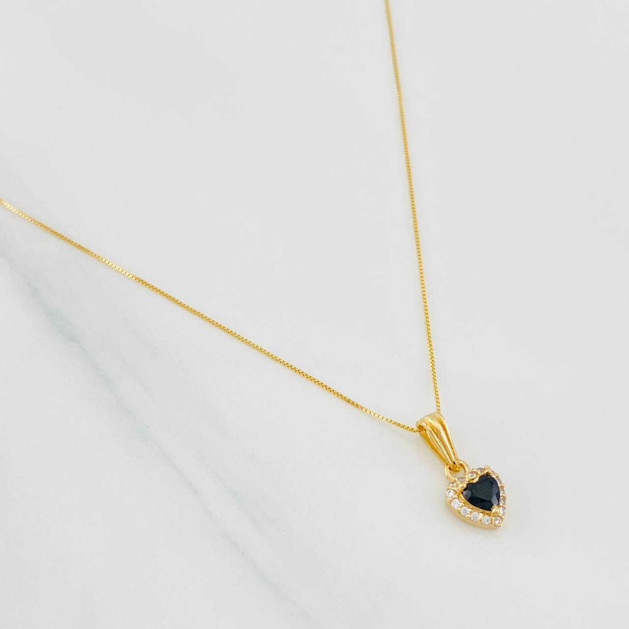 Set Cadena Veneciana + Dije Halo Corazón / 1.8g / 40cm Oro Amarillo 18K