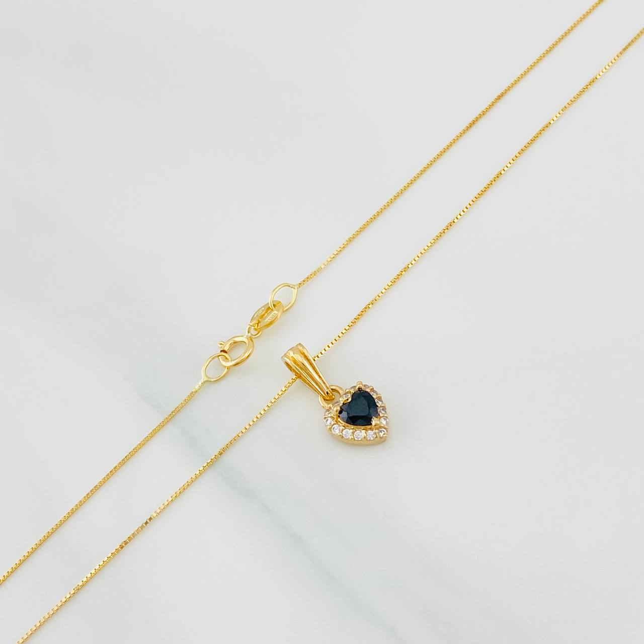 Set Cadena Veneciana + Dije Halo Corazón / 1.8g / 40cm Oro Amarillo 18K