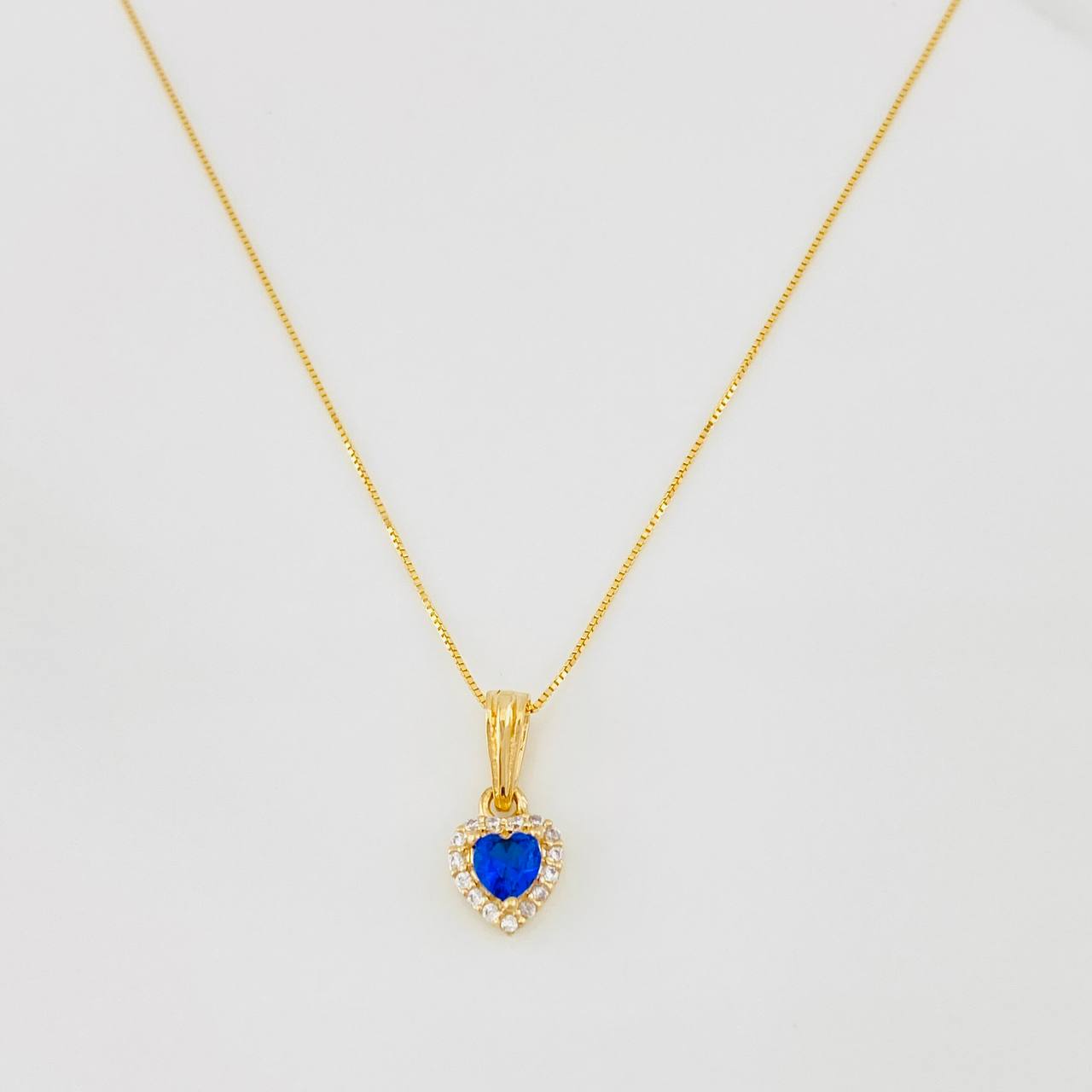 Set Cadena Veneciana + Dije Halo Corazón / 1.8g / 40cm Oro Amarillo 18K