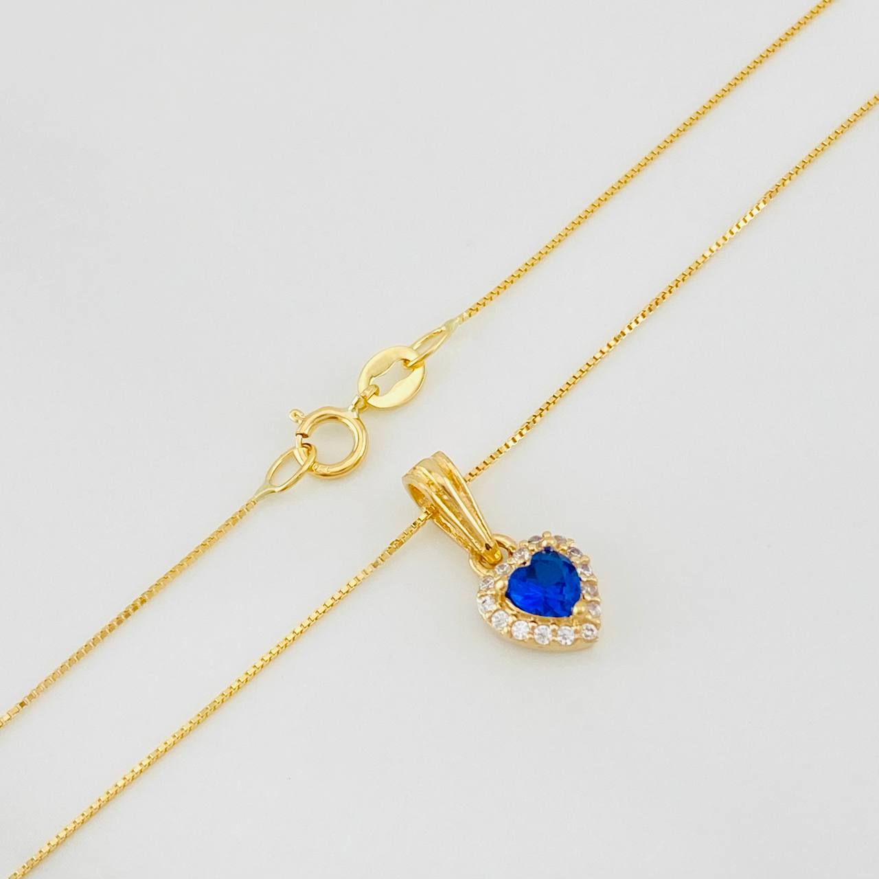 Set Cadena Veneciana + Dije Halo Corazón / 1.8g / 40cm Oro Amarillo 18K