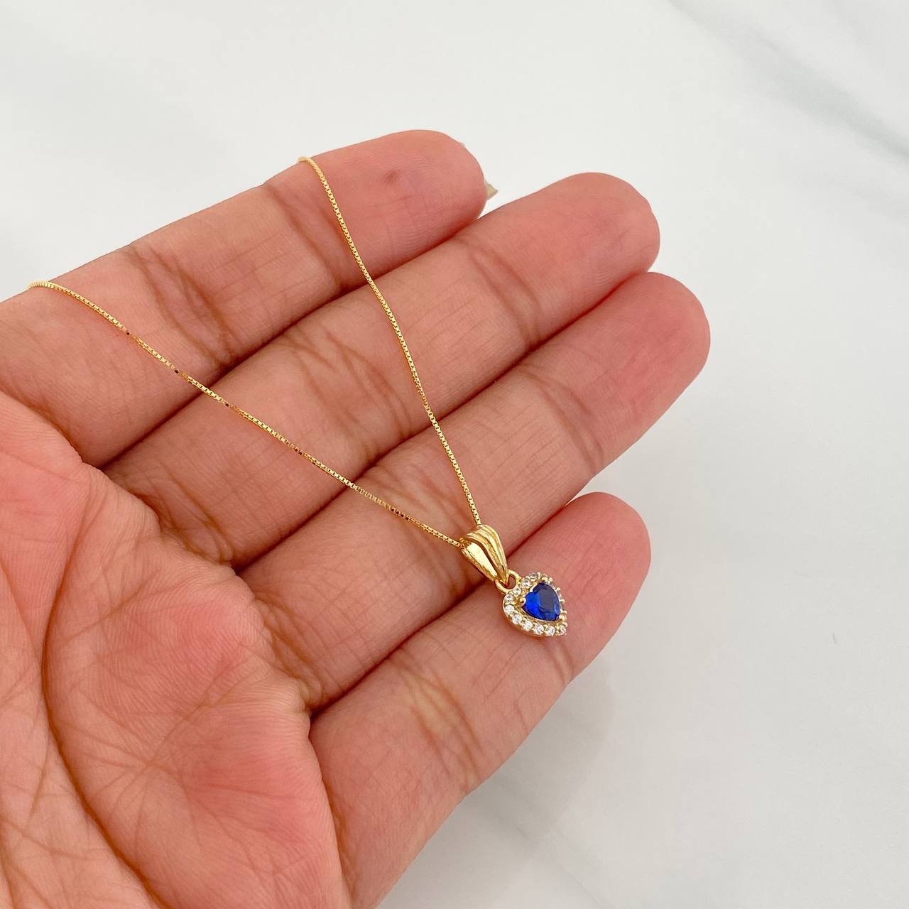Set Cadena Veneciana + Dije Halo Corazón / 1.8g / 40cm Oro Amarillo 18K