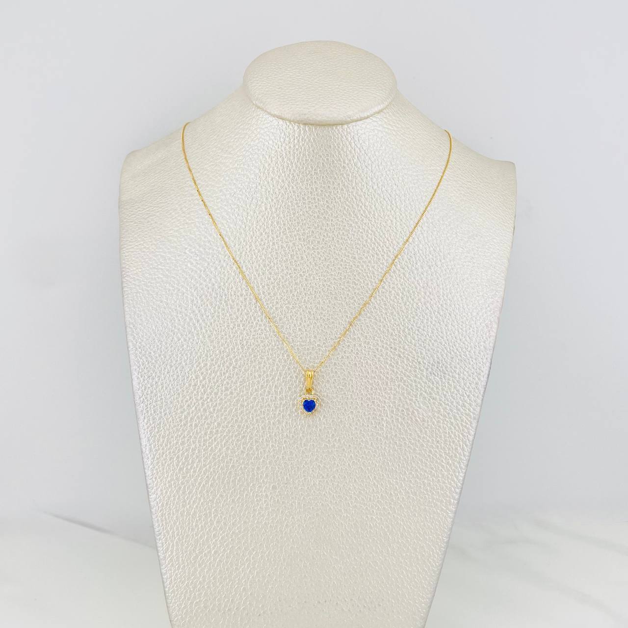 Set Cadena Veneciana + Dije Halo Corazón / 1.8g / 40cm Oro Amarillo 18K