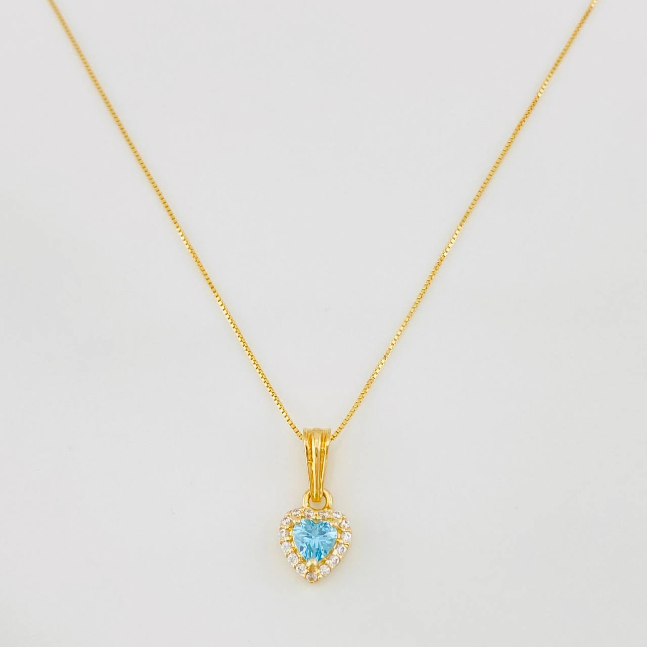 Set Cadena Veneciana + Dije Halo Corazón / 1.75g / 40cm Oro Amarillo 18K