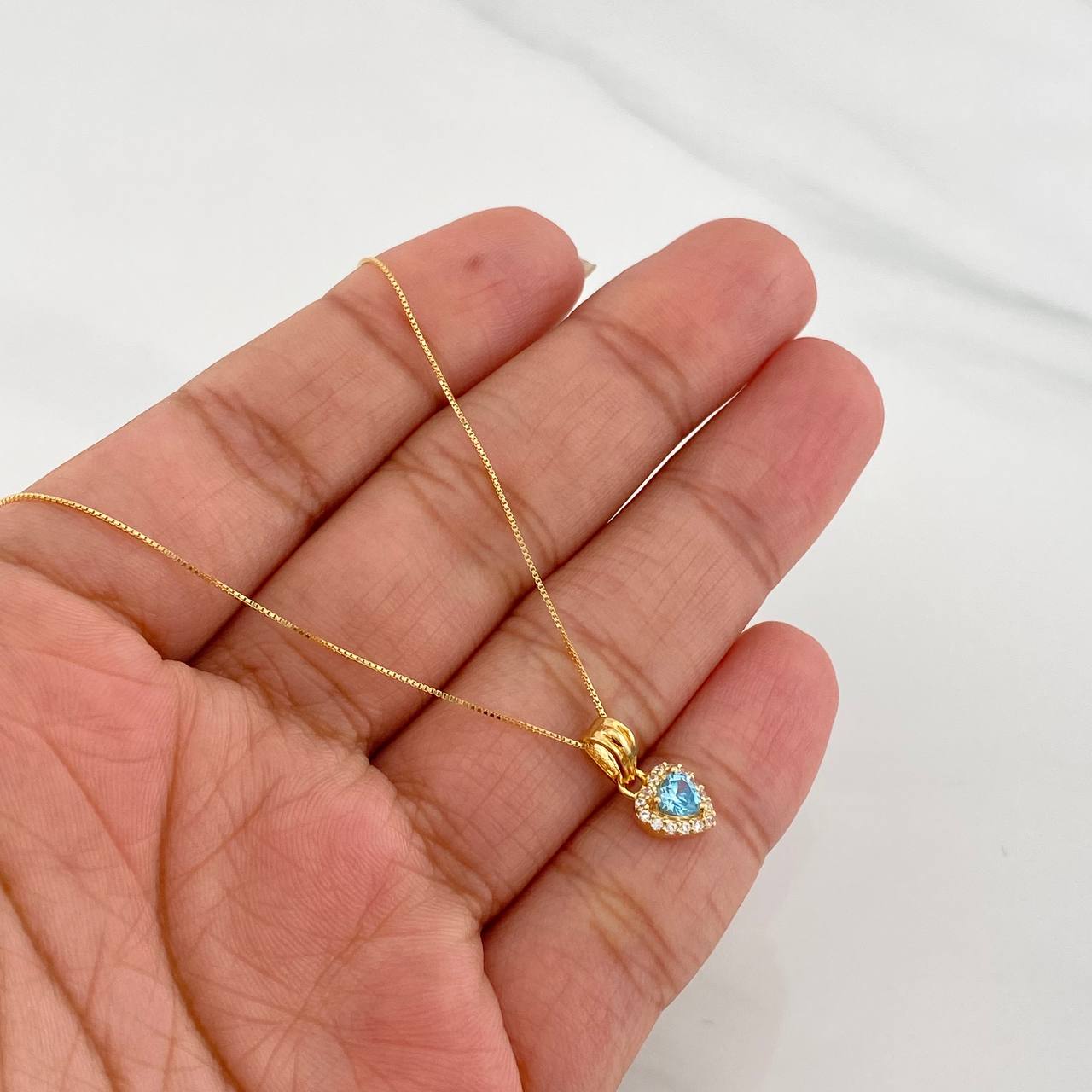 Set Cadena Veneciana + Dije Halo Corazón / 1.75g / 40cm Oro Amarillo 18K