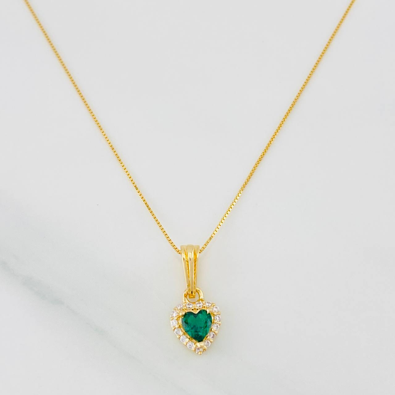Set Cadena Veneciana + Dije Halo Corazón / 1.8g / 40cm Oro Amarillo 18K