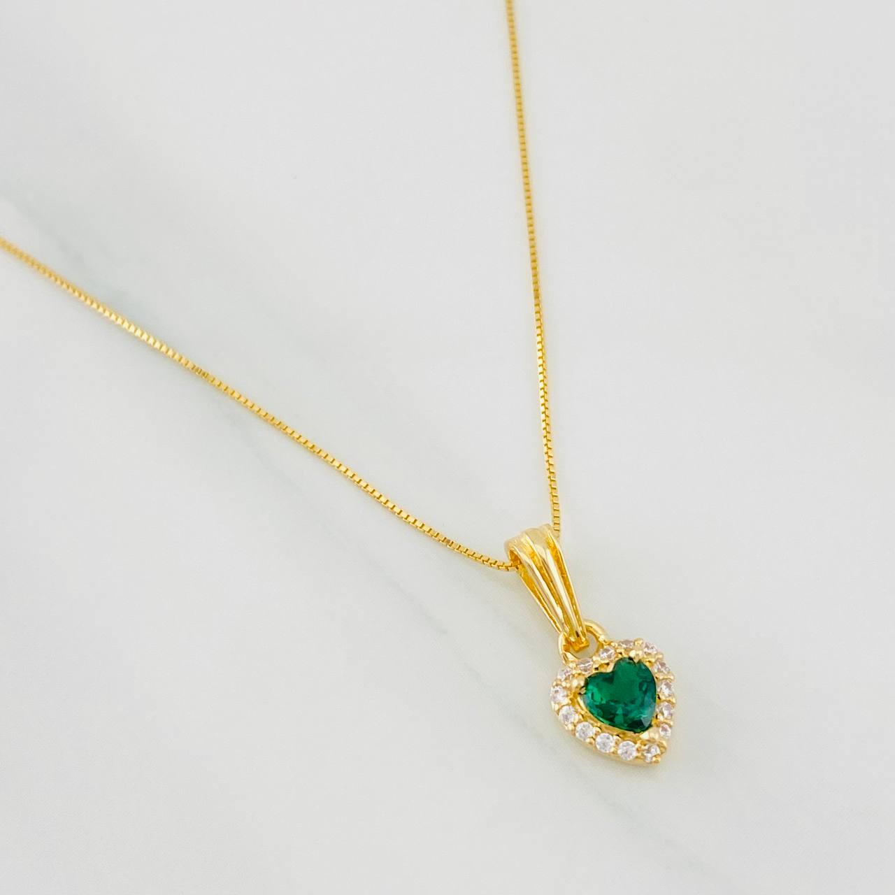 Set Cadena Veneciana + Dije Halo Corazón / 1.8g / 40cm Oro Amarillo 18K