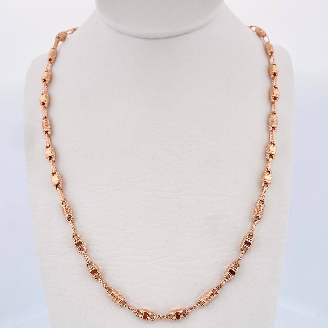 Cadena Rustica Barril 9.25gr / 61.7cm / 3.8mm Punteada Oro Rosa 18K $
