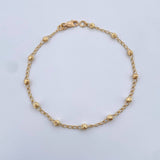 Pulso Tipo Militar Espiga 1.8gr / 18.2cm / 3mm Bolas Diamantadas Oro Amarillo 18K $