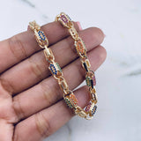 Cadena Candado 48.7gr / 51.4cm / 6.2mm Circones De Colores Oro Amarillo 18K $