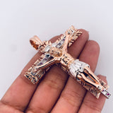 Dije Cruz Milagroso De Buga 56.55gr / 7.6cm / Circones Fucsias Dos Oros Blanco Rosa 18K $