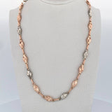 Cadena Rustica Eslabon 12.65gr / 61.2cm / 5.2mm Diamantado Dos Oros Blanco Rosa 18K &