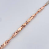 Cadena Rustica Rectangular 12.45gr / 61.1cm / 3.4mm Diamantado Dos Oros Blanco Rosa 18K &