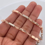 Cadena Rustica Rectangular 12.45gr / 61.1cm / 3.4mm Diamantado Dos Oros Blanco Rosa 18K &
