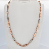Cadena Rustica Rectangular 12.45gr / 61.1cm / 3.4mm Diamantado Dos Oros Blanco Rosa 18K &