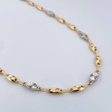 Cadena Rustica Eslabon 12.55gr / 60.6cm / 5.1mm Diamantado Dos Oros Amarillo Blanco 18K &