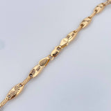 Cadena Rustica Eslabon 12.55gr / 60.6cm / 5.1mm Diamantado Dos Oros Amarillo Blanco 18K &