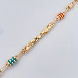 Cadena Rustica Diamantada 13.1gr / 63cm / 4.7mm Cauchos Verdes Azules Amarillos Naranjas Oro Amarillo 18K &