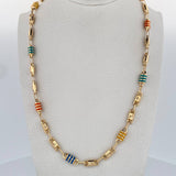 Cadena Rustica Diamantada 13.1gr / 63cm / 4.7mm Cauchos Verdes Azules Amarillos Naranjas Oro Amarillo 18K &