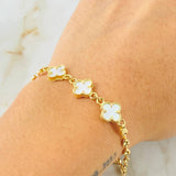 Pulso GC Trebol Blanco 4.85gr / 19cm / Oro Amarillo Nac.Esp. 18K *