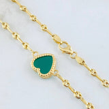 Cadena GC Corazón Verde 10.65gr / 50cm / Oro Amarillo 18K