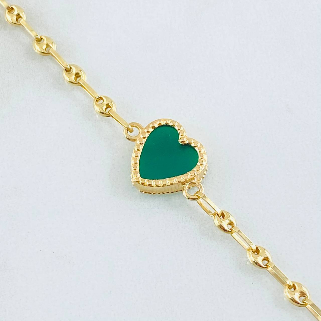 Cadena GC Corazón Verde 10.65gr / 50cm / Oro Amarillo 18K