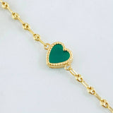Cadena GC Corazón Verde 10.65gr / 50cm / Oro Amarillo 18K