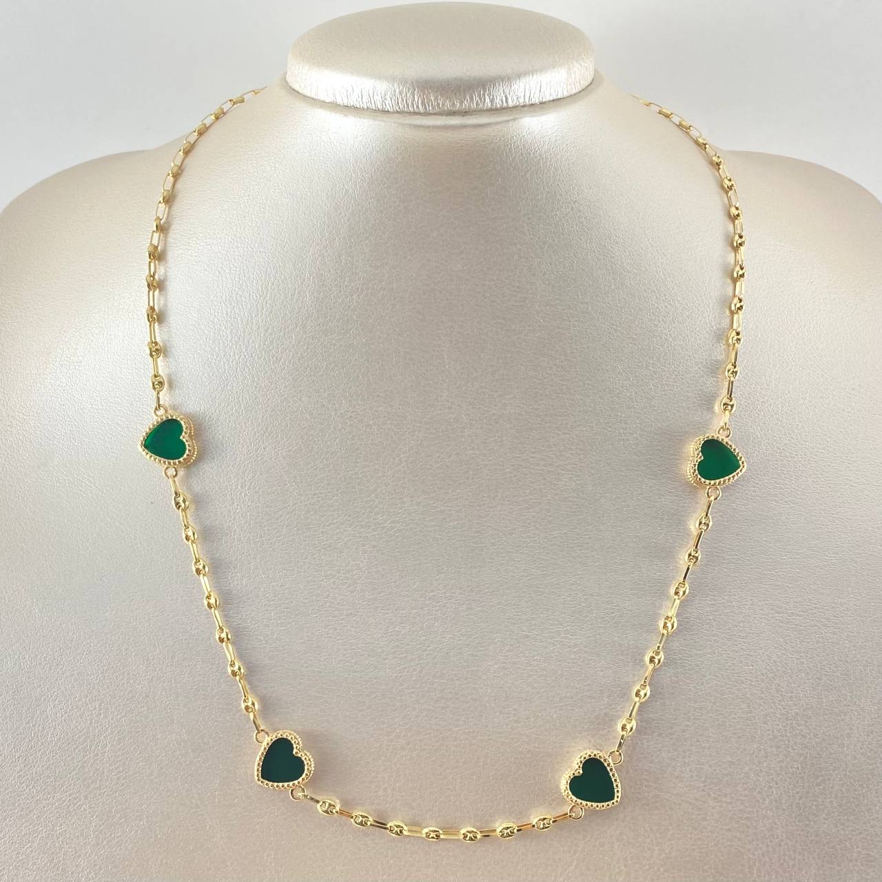 Cadena GC Corazón Verde 10.65gr / 50cm / Oro Amarillo 18K