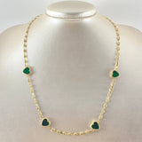 Cadena GC Corazón Verde 10.65gr / 50cm / Oro Amarillo 18K
