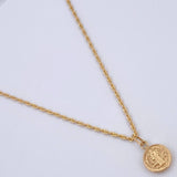 Set Cadena Lazo /0.95gr/45cm/0.5mm + Dije San Benito/0.4gr/1.5cm Troquelado Oro 18K (Oferta) $