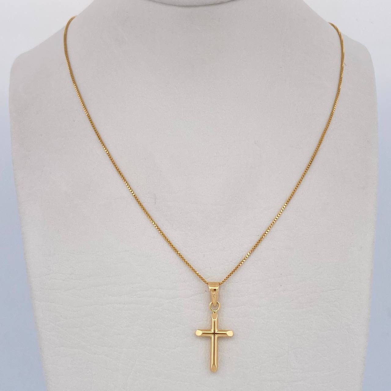 Set Cadena Veneciana /1.8gr/45cm/0.4mm + Dije Cruz/0.45gr/2cm Troquelado Oro 18K (Oferta) $