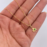 Set Cadena Veneciana /1.85gr/45 cm /0.3 mm + Dije Trebol/0.35gr/1cm Circon Verde  Oro 18K (Oferta) $