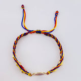 Pulsera Tejida Tricolor Escudo Selección Bolas Diamantadas 5Mm - 6Mm / 6 Und Oro Amarillo 18K