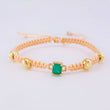 Pulsera Tejida Rosa 4 Balines 6mm Cubo Esmeralda 60pts Oro Amarillo 18K