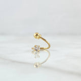 Piercing Espiral Chispa 0.5gr / 1cm / 3mm Circon Blanco Rosca Bola Oro Amarillo 18K (Joya)