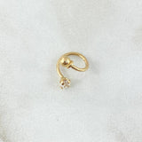 Piercing Espiral Chispa 0.5gr / 1cm / 3mm Circon Blanco Rosca Bola Oro Amarillo 18K (Joya)