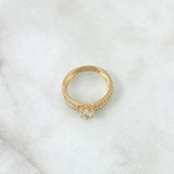 Anillo Solitario Doble Carril 2.5gr / T7 1/4 / Circones Blancos Oro Amarillo 18K ©