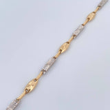 Pulso Rustico Rectangular Eslabon 4.8gr / 22cm / 3.1mm Diamantado Dos Oros Amarillo Blanco 18K &