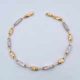 Pulso Rustico Rectangular Eslabon 4.8gr / 22cm / 3.1mm Diamantado Dos Oros Amarillo Blanco 18K &