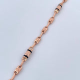 Pulso Rustico Tornillo 4.3gr / 20.4cm / 3.9mm Cauchos Negros Oro Rosa 18K &