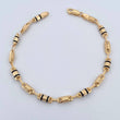 Pulso Rustico 5.6gr / 22.3cm / 4.1mm Barril Cauchos Negros Oro Amarillo 18K &